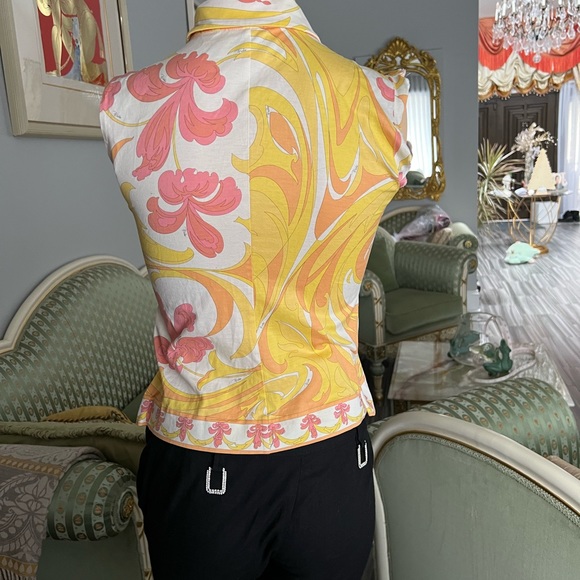 Authentic .Emilio Pucci sleeveless cotton Button Front Top, sz.S, excellent - Picture 5 of 11
